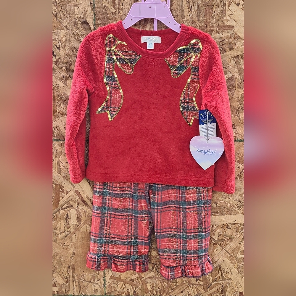 Holiday Plaid Bow Outfit Size 2t